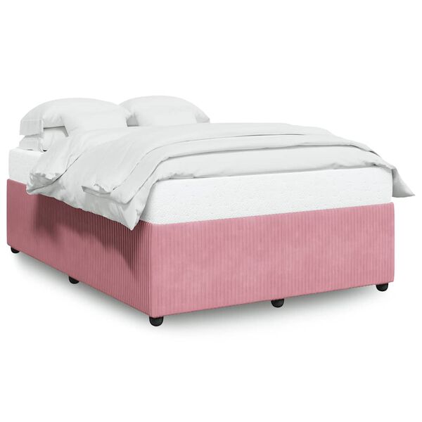 vidaXL Bedframe fluweel roze 140x190 cm