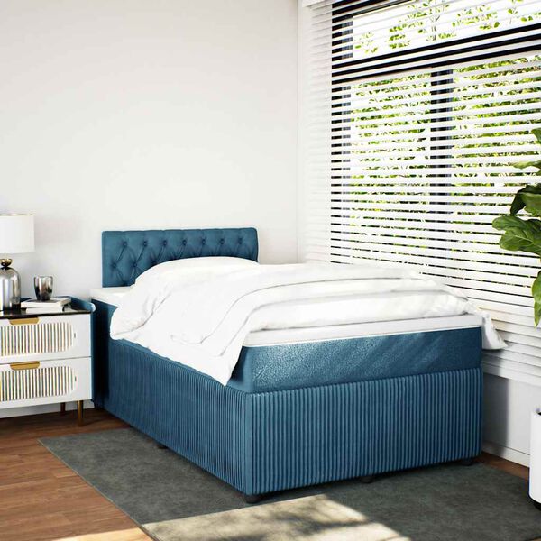 vidaXL Boxspring met matras fluweel blauw 120x200 cm