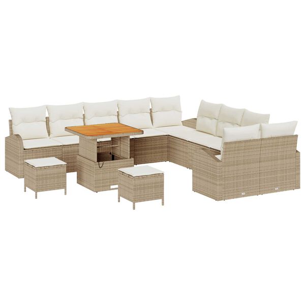 vidaXL Tuin Sofa Set met kussen met opslag 13 pcs Beige en Cr&egrave;me