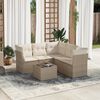 vidaXL 6-delige Loungeset met kussens poly rattan beige