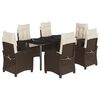 vidaXL 7-delige Tuinset met kussens poly rattan bruin