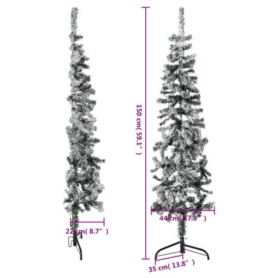 vidaXL Kunstkerstboom half met sneeuw smal 150 cm