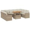vidaXL 10-delige Loungeset met kussens poly rattan beige