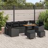 vidaXL Tuin Sofa Set met kussen 10 pcs Zwart Poly riet