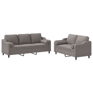 vidaXL 2-delige Loungeset met kussens stof taupe