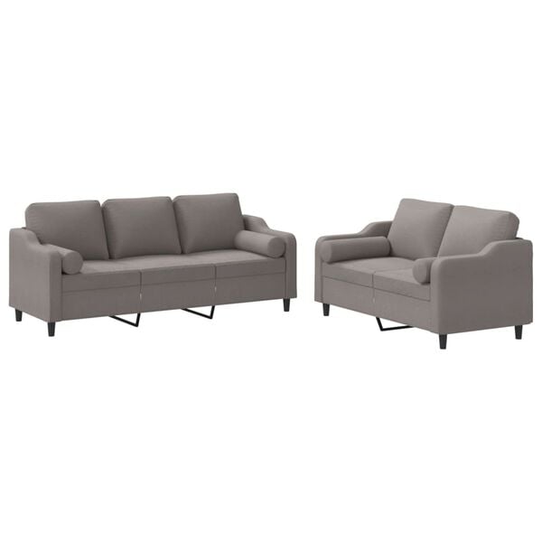 vidaXL 2-delige Loungeset met kussens stof taupe