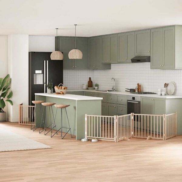 vidaXL Hondenhek inklapbaar met deur 12 panelen 960 cm populierenhout