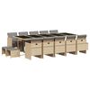 vidaXL 15-delige Tuinset met kussens poly rattan gemengd beige