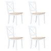 vidaXL Eetkamerstoelen 4 st massief rubberwood naturel en wit