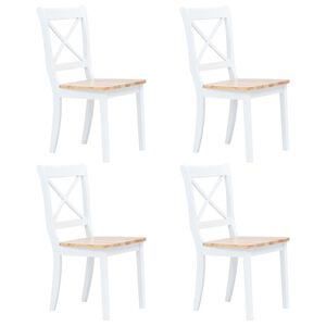 vidaXL Eetkamerstoelen 4 st massief rubberwood naturel en wit