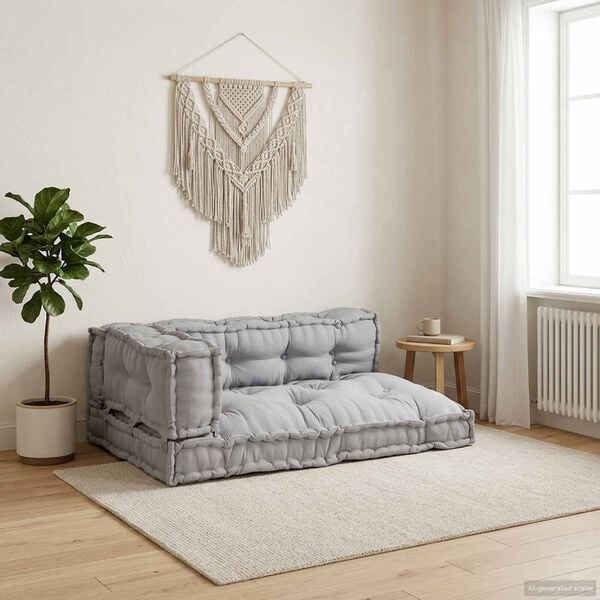 vidaXL Pallet Sofa Kussen 3 pcs Grijs 120 x 80 x 38 cm Stof