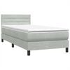vidaXL Boxspring met matras en LED fluweel lichtgrijs 90x210 cm