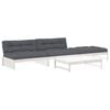 vidaXL 4-delige Loungeset met kussens massief hout wit