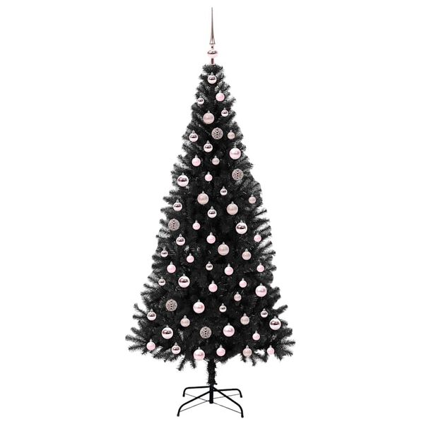 vidaXL Kerstboom met 300 LED met standaard Zwart 210 cm PVC