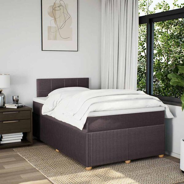 vidaXL Boxspring met matras stof donkerbruin 120x190 cm