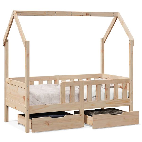 vidaXL Kinderbedframe met lades 80x170 cm massief grenenhout