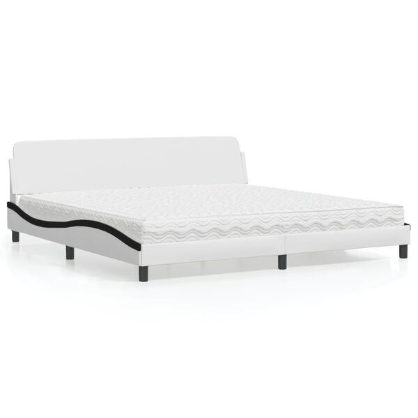 vidaXL Bed met matras "Dover" kunstleer wit en zwart 200x200 cm