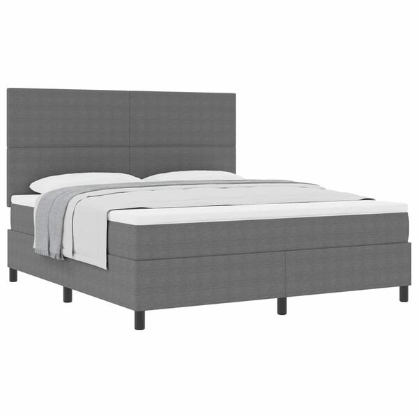vidaXL Boxspringbed Lichtgrijs en wit. 180 x 200 cm Katoen Stof