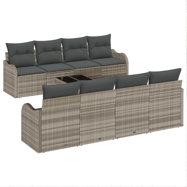 vidaXL Tuin Sofa Set met kussen 9 pcs Licht Grijs en Donker Grijs