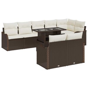 vidaXL Tuin Sofa Set met kussen met kussen 9 pcs Bruin Poly Rattan