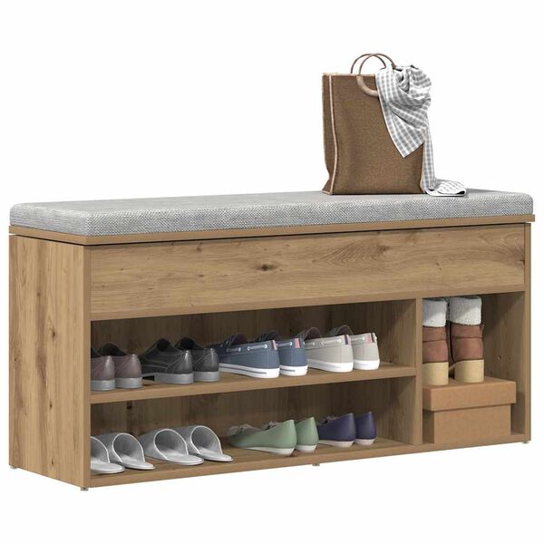 vidaXL Schoenenbank 102x30,5x45 cm bewerkt hout artisanaal eikenkleur