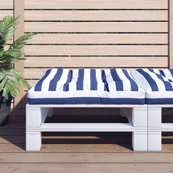 vidaXL Palletkussen gestreept 70x70x12 cm stof blauw en wit