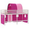 vidaXL Kinderhoogslaper met tunnel 90x190 cm massief grenenhout roze