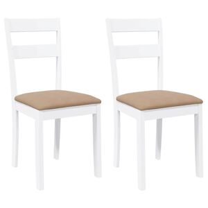 vidaXL Eetkamerstoelen met kussens 2 st massief hout rubber wit