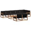 vidaXL Buiten bankenset met kussen 9 pcs Natuurlijk en Zwart