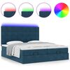 vidaXL Bed poef met matrassen en leds 200x200 cm fluweel donkerblauw