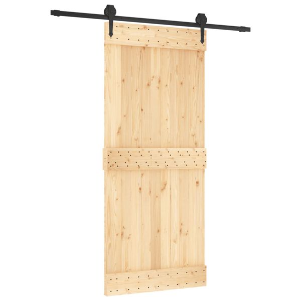 vidaXL Schuifdeur met beslag 90x210 cm massief grenenhout