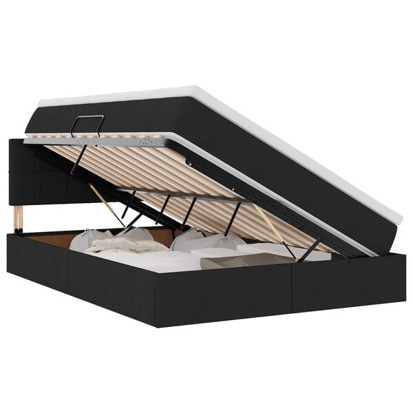 vidaXL Opbergbed met LED met matras met LED Zwart 140 x 200 cm Stof