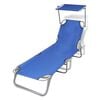 vidaXL Ligbed inklapbaar met luifel staal en stof blauw