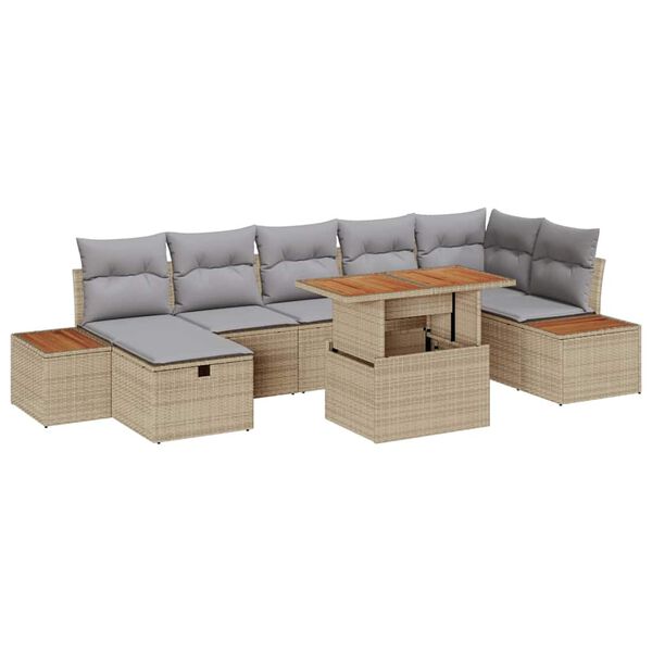 vidaXL Tuin Sofa Set 8 pcs Beige poly rattan