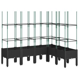 vidaXL Plantenbak met latwerk 160x120x142,5 cm polypropeen zwart