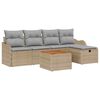 vidaXL Tuinbankenset met kussen met opslag 6 pcs Beige Poly riet