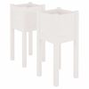 vidaXL Plantenbakken 2 st 31x31x70 cm massief grenenhout wit