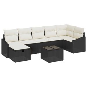 vidaXL Bankstel met kussen 7 pcs poly rattan