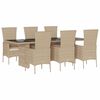 vidaXL 7-delige Tuinset met kussens poly rattan beige