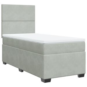 vidaXL Boxspring met matras fluweel lichtgrijs 80x200 cm