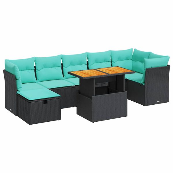 vidaXL 8-delige Loungeset met kussens poly rattan acacia grijs
