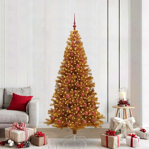 vidaXL Kerstboom met 300 LED met standaard Goud 210 cm PET