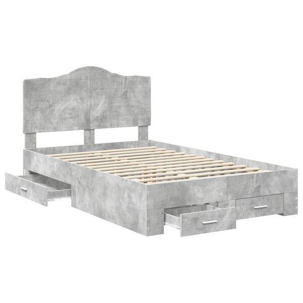 vidaXL Bedframe met hoofdeinde Beton Grijs 120 x 200 cm Bewerkt hout