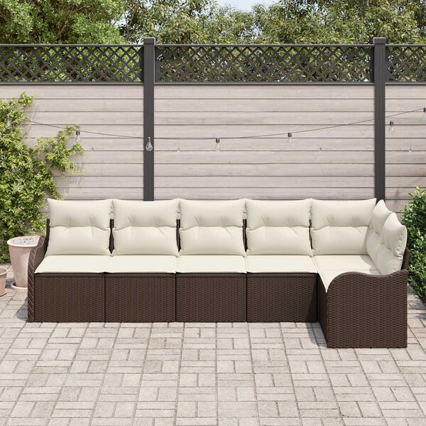 vidaXL Tuin Sofa Set met opslag 6 pcs Bruin poly rattan