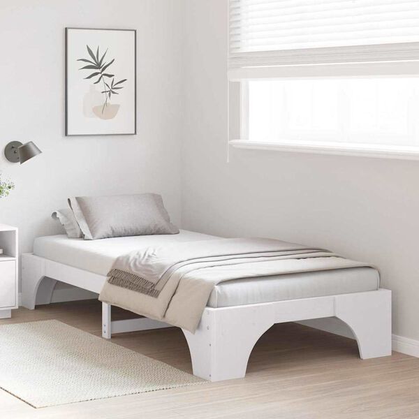 vidaXL Bedframe Wit 90 x 200 cm Massief grenenhout