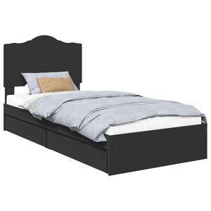 vidaXL Opslag bed met hoofdeinde Zwart 75 x 190 cm Bewerkt hout