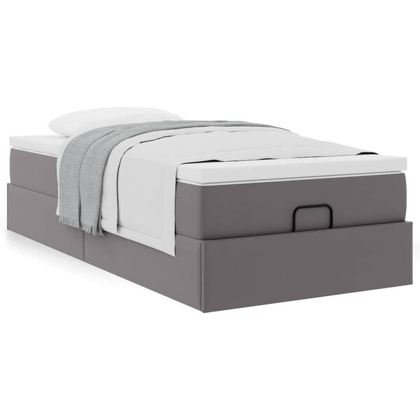 vidaXL Ottoman bed met matras 90x190cm kunstleer grijs