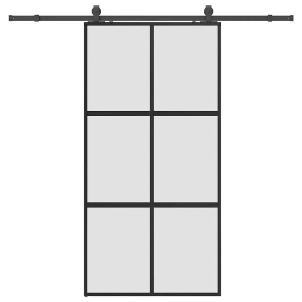 vidaXL Schuifdeur met beslagset 102,5x205 cm gehard glas zwart