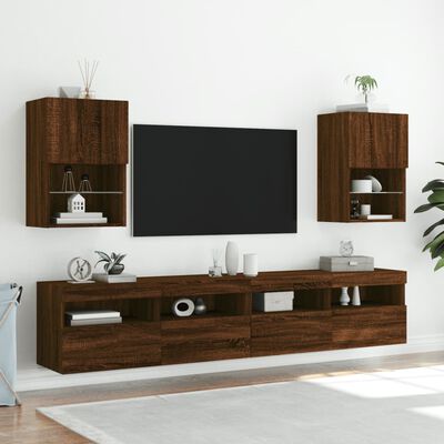 vidaXL Tv-meubels met LED-verlichting 2 st 40,5x30x60 cm bruineiken