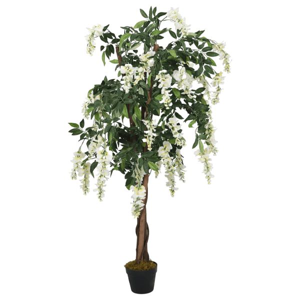 vidaXL Kunstplant wisteria 1470 bladeren 200 cm groen en wit